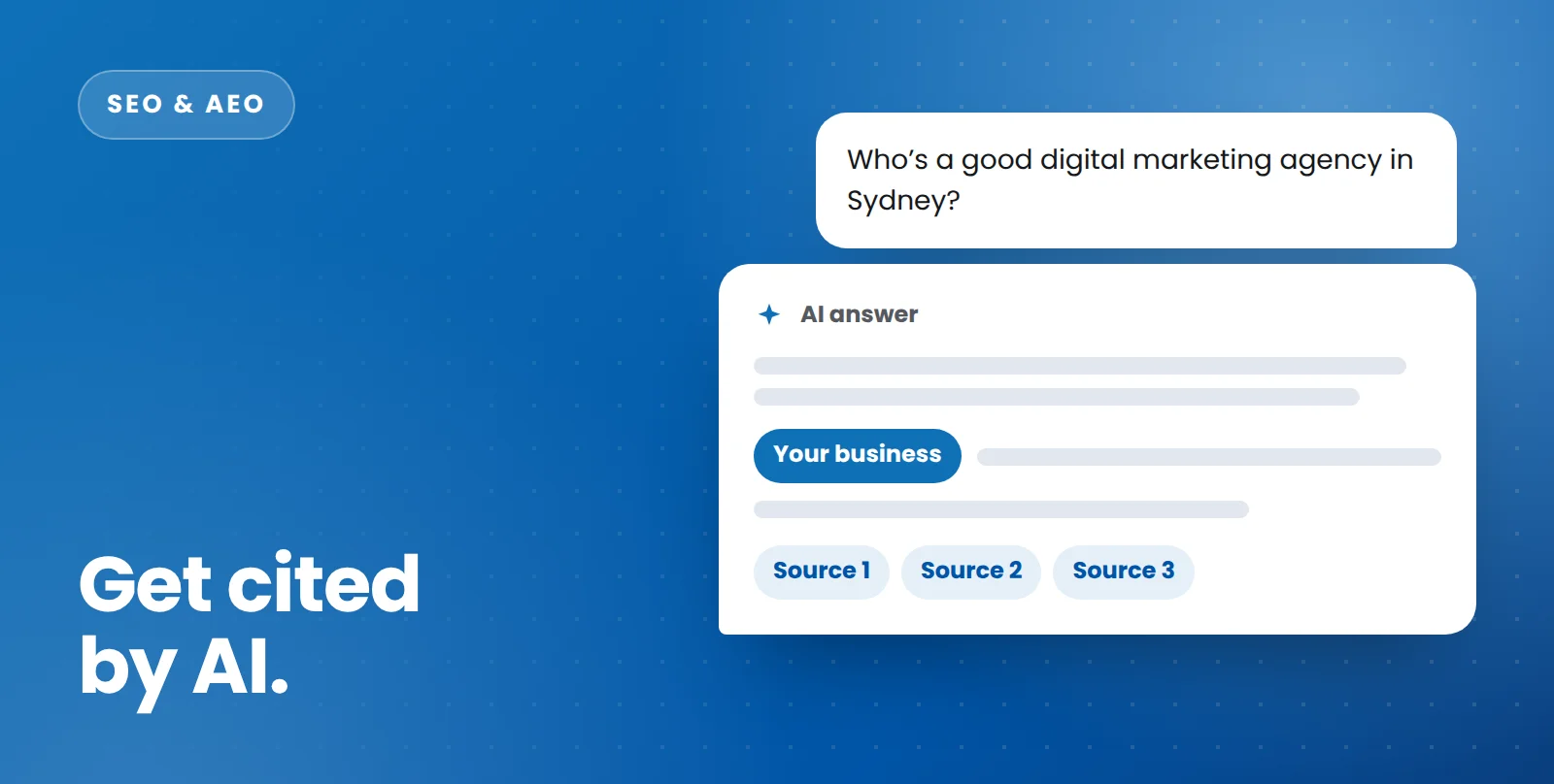 Illustration of an AI answer citing a business