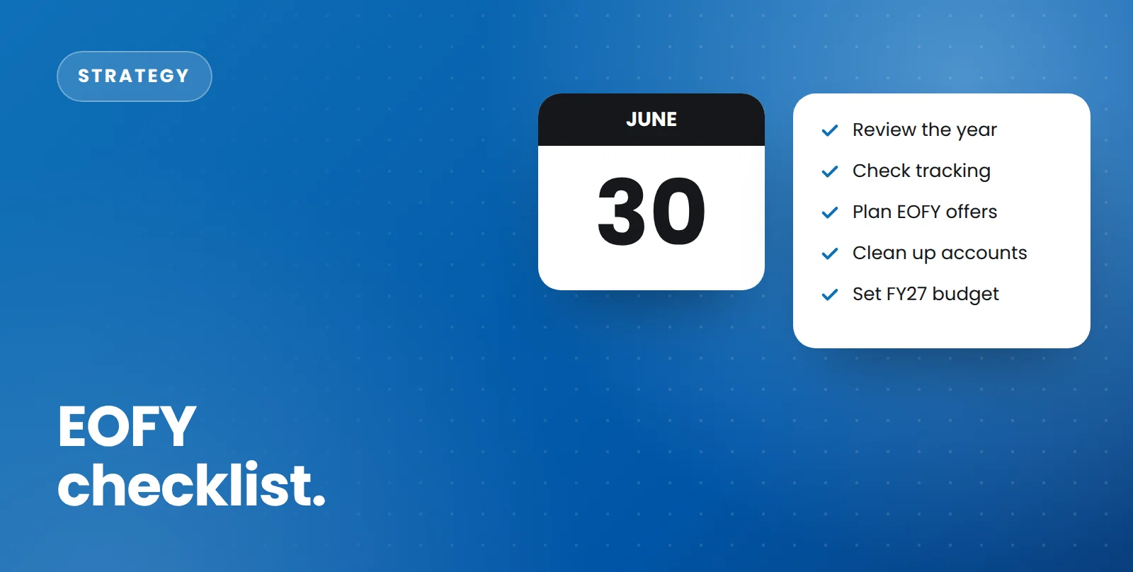 Illustration of a 30 June calendar and EOFY checklist